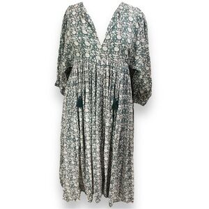 NWT dolma Midi‎ Dress “olive” green print XL cotton lightweight cool 3/4 sleeve